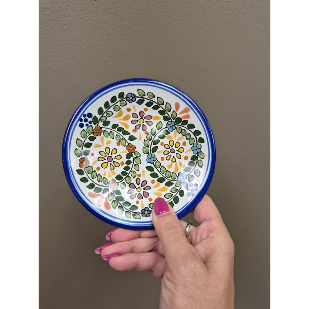M.R. Mexico 5.5" Talavera Floral Hanging Wall Plate Puebla Folk Art Decor Mini